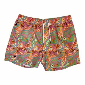 OAS Men's Multicolor Swirl Swim Trunks - Pink, Orange, Green, Blue